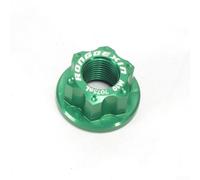 Lot de 2 écrous d'essieu arrière M10 x 1,0 pour vélo de piste vintage à pignon fixe en alliage d'aluminium fileté (W/logo vert)