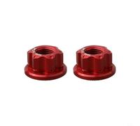 Lot de 2 écrous M10 x 1,0 pour essieu arrière de vélo en alliage | Filetage M10 x 1,0, lot de 2, alliage d'aluminium, léger 5 g, roue arrière spécifique (W/logo rouge)