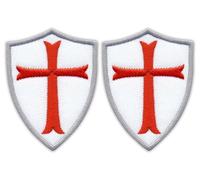 Lot de 2 écussons brodés à coudre Motif chevaliers Templiers