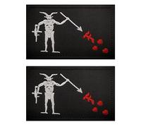 Lot de 2 écussons brodés AliPlus Barbe Noire Edward Teach - Drapeau de pirate - Patchs tactiques - Avec crochet et boucle (AK47 01)