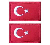 Lot de 2 écussons brodés AliPlus Türkiye Drapeau de la Turquie Tactique Militaire Morale Applique Crochet et Boucle