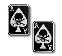 Lot de 2 écussons brodés amovibles Ace of Spades - Insigne moral tactique - Pour motard, uniforme, sacs à dos, chapeaux, jeans, sacs, gilets, chapeaux