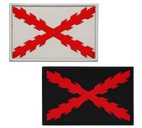 Lot de 2 écussons brodés avec croix de Bourgogne - Pale de Saint-André - Pour sac à dos tactique, uniformes et collection historique - Blanc et noir