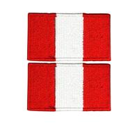 Lot de 2 écussons brodés drapeau All Countries - 7 x 4 cm - Écusson thermocollant et à coudre pour vestes, chapeaux, sacs à dos, jeans, gilets et projets de bricolage (Pérou)