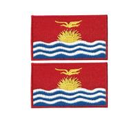 Lot de 2 écussons brodés drapeau All Countries - 7 x 4 cm - Écusson thermocollant et à coudre pour vestes, chapeaux, sacs à dos, jeans, gilets et projets de bricolage (Kiribati)