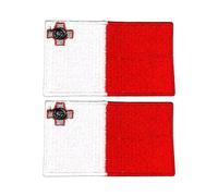 Lot de 2 écussons brodés drapeau All Countries - 7 x 4 cm - Écusson thermocollant et à coudre pour vestes, chapeaux, sacs à dos, jeans, gilets et projets de bricolage (Malte)