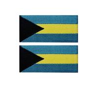 Lot de 2 écussons brodés drapeau All Countries - 7 x 4 cm - Écusson thermocollant et à coudre pour vestes, chapeaux, sacs à dos, jeans, gilets et projets de bricolage (Bahamas)