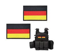 Lot de 2 Écussons Brodés Drapeau Allemagne 8x5 cm, Patch Militaire Tactique Scratch pour Vêtements, Sac à Dos, Uniforme, Gilet Tactique, Veste et Harnais pour Chien