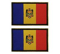 Lot de 2 écussons brodés drapeau de la Moldavie AliPlus avec crochet et boucle