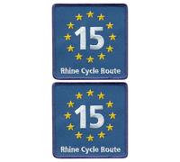 Lot de 2 écussons brodés EuroVelo 15 EV15 - Route du Rhin - À coudre