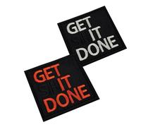 Lot de 2 écussons brodés « Get It Done » - Avec crochet au dos - Avec boucle - Noir avec inscription blanche et orange - 5 cm - Style militaire