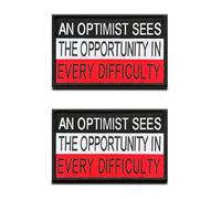 Lot de 2 écussons brodés inspirants « An Optimist Sees The Opportunity in Every Difficulty » pour vêtements, sacs à dos, vestes