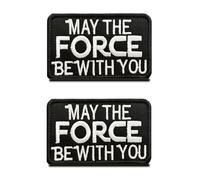 Lot de 2 écussons brodés « May The Force Be with You » - Pour vêtements, sacs à dos, gilets, sacs de sport, sacs à déjeuner, chapeaux, manteaux, harnais pour chien