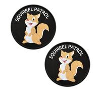 Lot de 2 écussons brodés motif écureuil de dessin animé Squirrel Patrol - 8 cm - Cool et tendance - Pour sacs à dos, chapeaux, sacs, gilets, vestes, jeans, vêtements