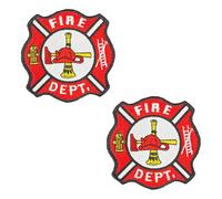 Lot de 2 écussons brodés motif pompier Attention au feu Crochet et boucle Fermeture Fire Dept. Emblème pour sac à dos, casquette, veste, gilet, sac, motard, harnais pour chien