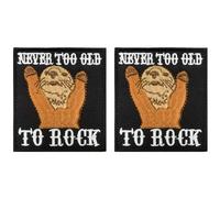 Lot de 2 écussons brodés « Never Too Old to Rock » - Motif loutre - Pour sacs à dos, harnais, gilets, sacs, chapeaux, vestes, jeans, vêtements