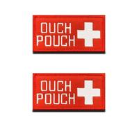 Lot de 2 écussons brodés « Ouch Pouch » en forme de croix médicale avec crochet et boucle, emblème moral pour sac à dos tactique, kit de sauvetage, trousse de premiers secours