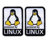 Lot de 2 écussons brodés Powered by Linux à coudre