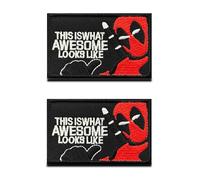 Lot de 2 écussons brodés « This is What Awesome Look Like » Hero Fun - Écusson brodé pour vêtements, vestes, sacs à dos, gilets, uniformes, motards, motards, bricolage