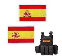 Lot de 2 Écussons Drapeau Espagne Brodés avec, Patch Militaire Espagne 8x5 cm pour Sac à Dos, Veste, Uniforme, Gilet Tactique et Harnais Chien