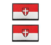 Lot de 2 écussons du drapeau de l'Autriche Vienne - Tactique Militaire Vienne Ville Écusson avec crochet et boucle - Écusson brodé en tissu pour sacs à dos, vêtements, uniformes, gilets, chapeaux