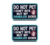 Lot de 2 écussons « Service Dog Do Not Pet I Don't Bite Buy My Handler Does » - Avec crochet et boucle brodés - Pour chien de service qui travaille