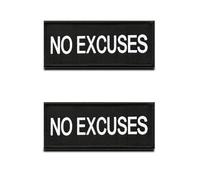 Lot de 2 écussons tactiques « No Excuses » - Avec broderie militaire morale - Emblème compatible avec velcro - Pour vêtements, sac à dos, uniforme, gilet, gilet pour chien, motard