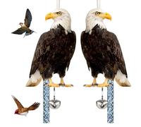 Lot de 2 effaroucheurs d'oiseaux réalistes et imperméables avec Ruban dissuasif et Cloche pour Garage, Maison, étang sur Le Toit, Facile à accrocher, Aigle, décoration