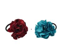 Lot de 2 élastiques à cheveux colorés en forme de grande fleur faits à la main pour femme et fille