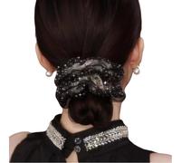 Lot de 2 élastiques à cheveux en organza pour femme - Élastiques pour cheveux - Pour queue de cheval - Accessoires de cheveux - Noir