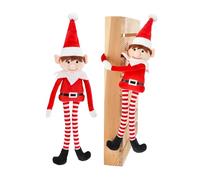 Lot de 2 elfes de Noël en peluche avec mains Velcro de 40 cm - Figurine elfe avec bras et jambes longs - Poupée de Noël lutin - Figurine douillette à suspendre