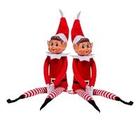 Lot de 2 Elfes en Peluche avec Visages en Vinyle - Rouge 39 cm de Long Jambe Poupée Mignon garçon Elfe Jouet