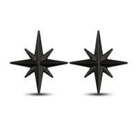 Lot de 2 Emblème Étoile de Voiture pour Fiat 124 Spider I 2016-2020 Logo 3D Boussole Badge Autocollant Décoration de Coffre Extérieur en Métal,Black