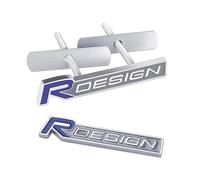 Lot de 2 emblèmes 3D en métal R pour voiture + plaque de calandre avant pour Volvo S60 V60 XC60 S60 V40 (bleu)