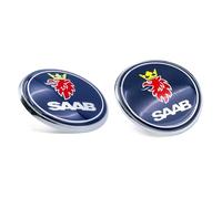 Lot de 2 emblèmes Bleus pour Saab 93 9-3 Cabriolet 1998-2003 pour Capot Avant et Coffre arrière de Voiture 12844161 5289897 (Saab Bleu)