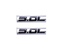 Lot de 2 emblèmes de 3 l avec logo pour portière de voiture - Autocollant pour aile latérale - Argenté et noir