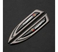 Lot de 2 emblèmes de logo en métal pour voiture Abarth 595 695 595C 124 Spider Grande Punto Abarth Monster - Emblèmes de rechange de qualité supérieure - Accessoires de décoration automobile - B/gris