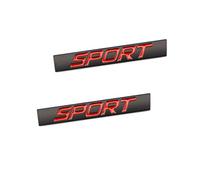 Lot de 2 emblèmes de sport 3D en métal pour décoration de voiture - Lettres adhésives en métal - Noir et rouge