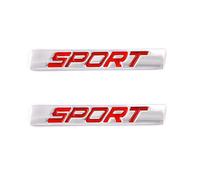 Lot de 2 emblèmes de sport 3D en métal pour décoration de voiture - Lettres adhésives en métal - Rouge argenté