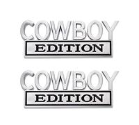 Lot de 2 emblèmes de voiture édition Cowboy de rechange universels pour véhicules, voitures, camions, SUV (noir argenté)
