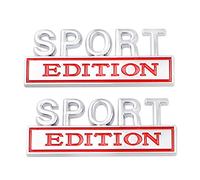 Lot de 2 emblèmes édition sport compatibles avec toutes les portières de véhicules, carrosserie, bagages et autres articles (rouge argenté)