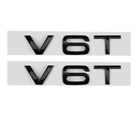 Lot de 2 emblèmes noirs brillants en ABS avec lettres et chiffres V6T pour voiture