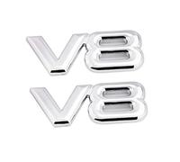 Lot de 2 emblèmes V8 en métal 3D pour affichage du moteur V8 (argenté)