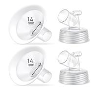 Lot de 2 embouts 14 mm, bouclier à bord souple mis à jour et connecteur à large base pour tire-lait Spectra S2, S1, 9 Plus, angle d’ouverture 106°，2 14mm embouts + 2 connecteurs
