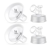 Lot de 2 embouts 16 mm, bouclier à bord souple mis à jour et connecteur à large base pour tire-lait Spectra S2, S1, 9 Plus, angle d’ouverture 106°，2 16mm embouts + 2 connecteurs