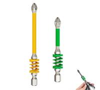 Lot de 2 embouts cruciformes magnétiques antidérapants avec ressort, résistants aux chocs, plus de glissement des dents de scie, tige hexagonale pour perceuse électrique, libération rapide, idéal pour
