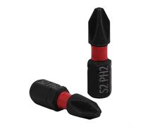 Lot de 2 embouts de tournevis cruciformes antidérapants Ph2 avec tête rayée pour vis endommagées, insert de perceuse à tige hexagonale en alliage d'acier, rouge et noir, options de longueur de 25 mm à