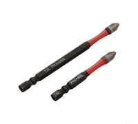 Lot de 2 embouts de tournevis cruciformes magnétiques PH2 avec revêtement en sable antidérapant et poignée à double rainure 6 35 mm compatible avec perceuses électriques et manuelles (65 + 100 mm)