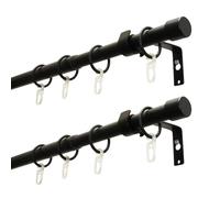 Lot de 2 embouts de tringle à rideaux GARDINIA, rail simple, Ø 19/16 mm, extensibles des deux côtés, 120-190 cm ou 180-310 cm, noir mat