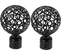 Lot de 2 embouts de tringle à rideaux noirs pour rideaux décoratifs en métal, convient pour tringle à rideaux de 2 cm de diamètre
